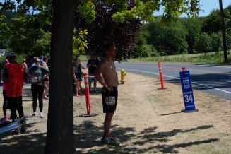 Bryan taking shade before his last run